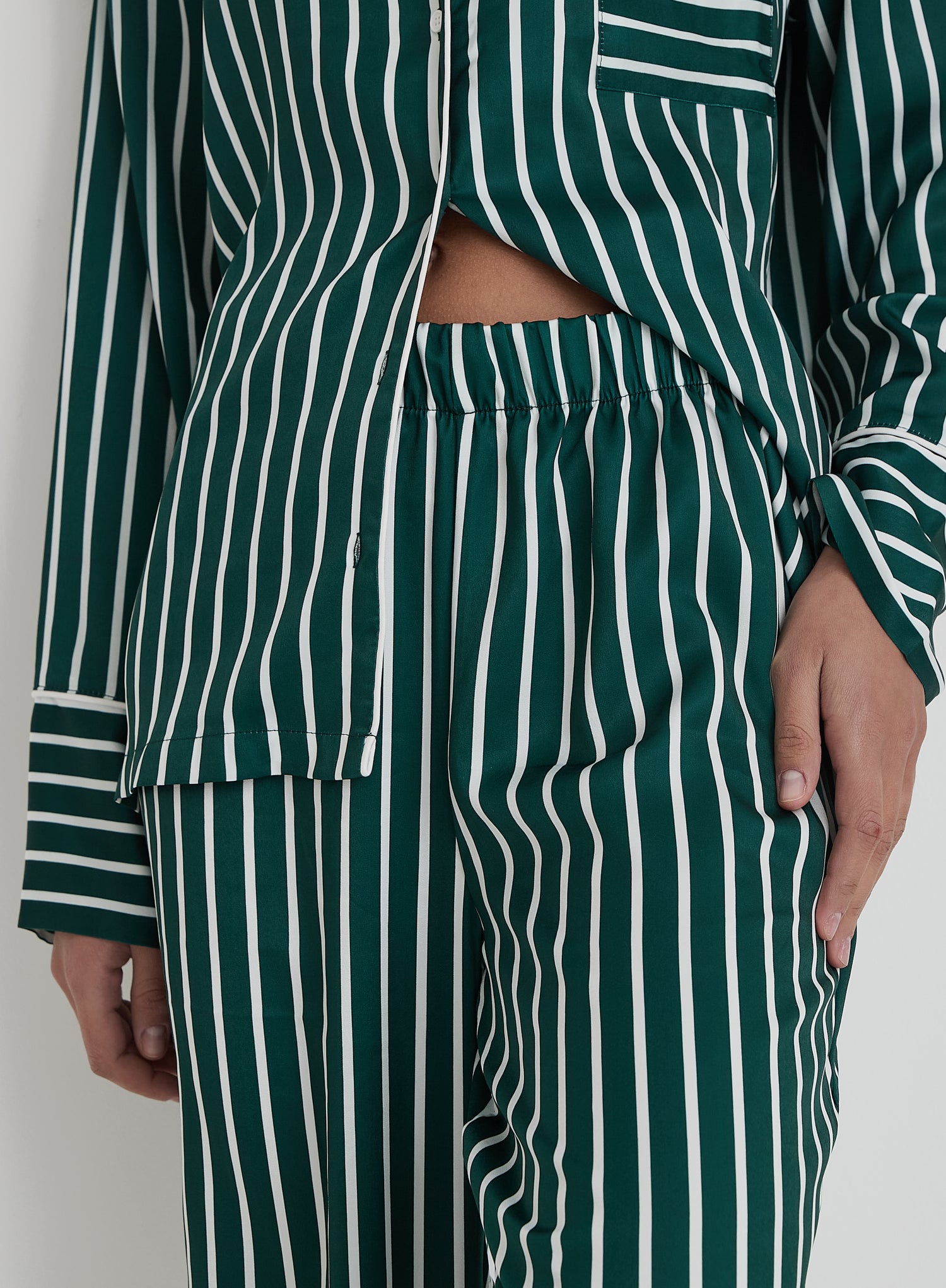 Green Striped Satin Pyjama Trouser